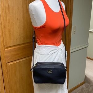 Talbot’s Navy Blue Crossbody Purse with Gold Hardware